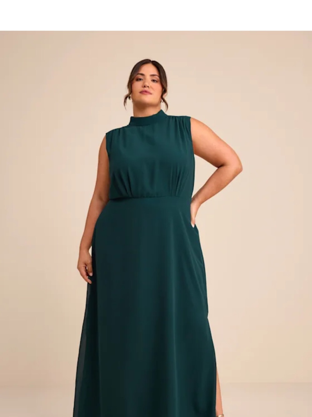 Lulu's Sleeveless Mock Neck Maxi Dress - Teal Green